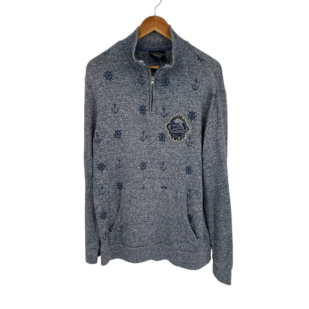 Twenty Eight & Main Disney Quarter Zip Nautical Anchor Pullover Sweater Large